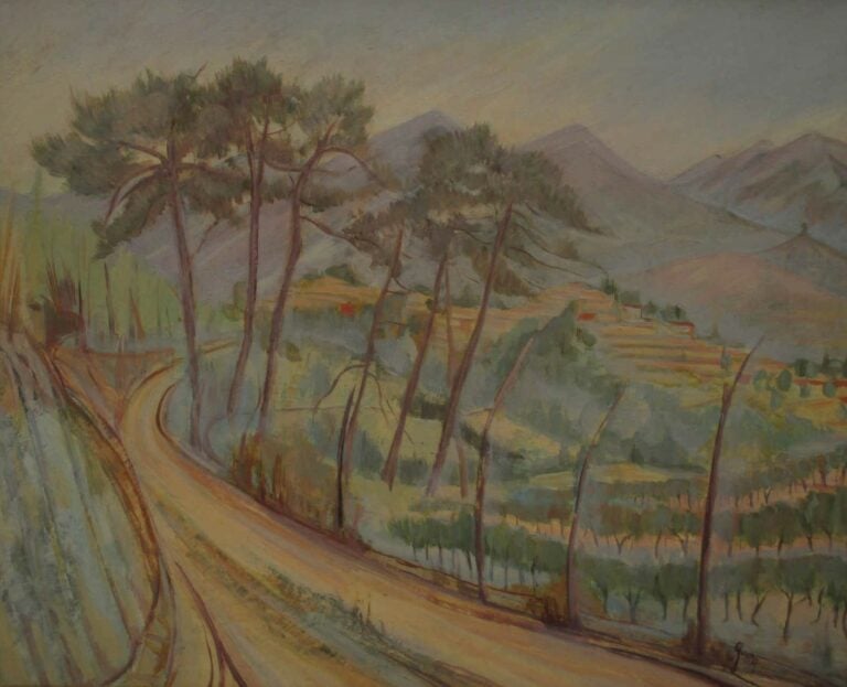 Henry GOWA (1902-1990) - Menton - Tempera sur panneau signée, datée 57 et situé…