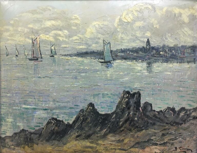 Bernard COWEZ (XXème siècle). - Voiliers sur la côte bretonne - Paire d'huiles…