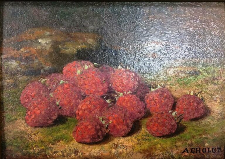 A. CHOLET (XIXème siècle). - Nature morte aux fraises et Nature morte aux framb…