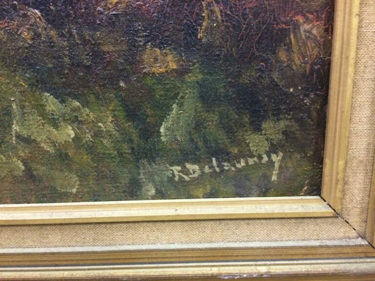 R. DELAUNAY (XXème siècle). - Rocher à Fontainebleau - Huile sur toile, signé e…