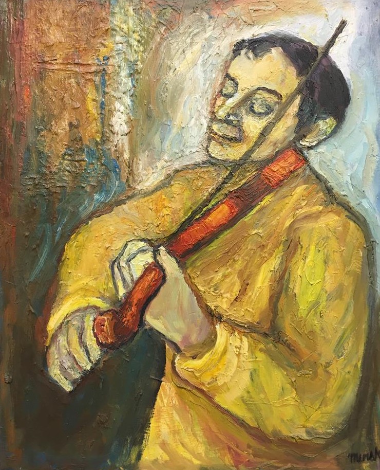 MINSK (né en 1923). - Le violoniste - Huile sur toile, signé en bas à droite. -…