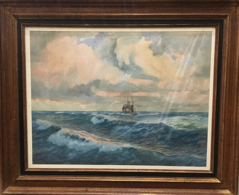 Paul Auguste GODEFROY (XIXème siècle). - Marine - Aquarelle sur papier, signée…