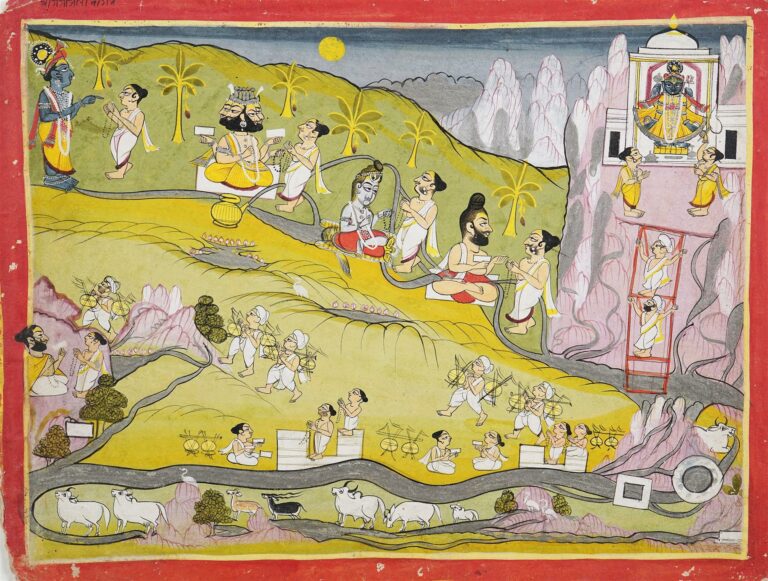 ECOLE DE MEWAR (Rajasthan, Actif XVIIIe/XIXe siècle) - La Tin Murti (Vishnu, Kr…