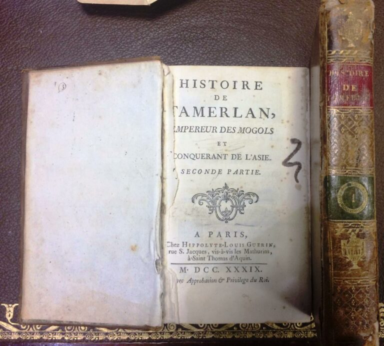 Histoire de Tamerlan, Paris, 1789, deux volumes in-8, reliures cuir (usagées).