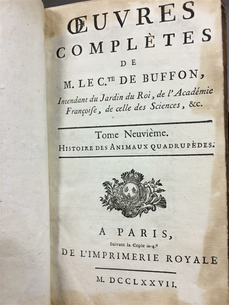 BUFFON (Comte de) : - Histoire naturelle. - Paris. Imprerie Royale, 1770 et sq…