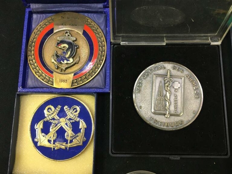 Lot de badges et médailles dont corps d'élite, Hôpital des Armées de Freiburg,…
