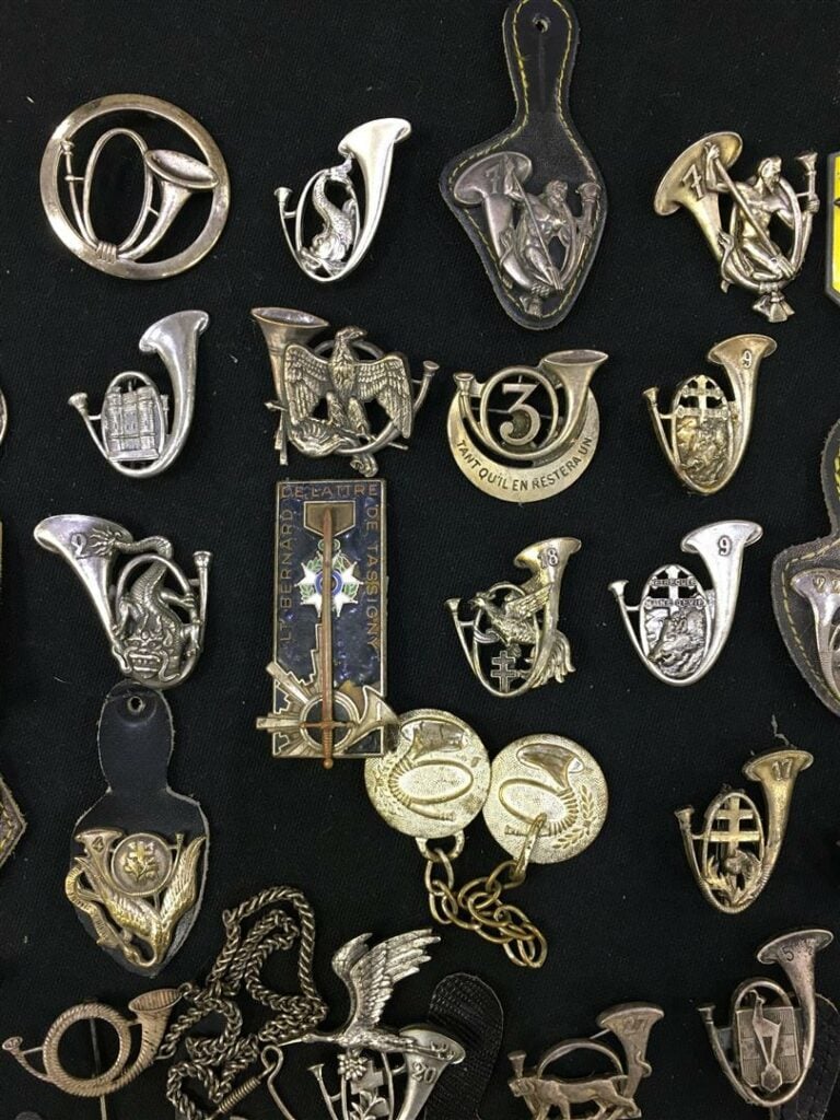 Ensemble de quatre-dix-huit insignes militaires de régiments de chasseurs alpin…
