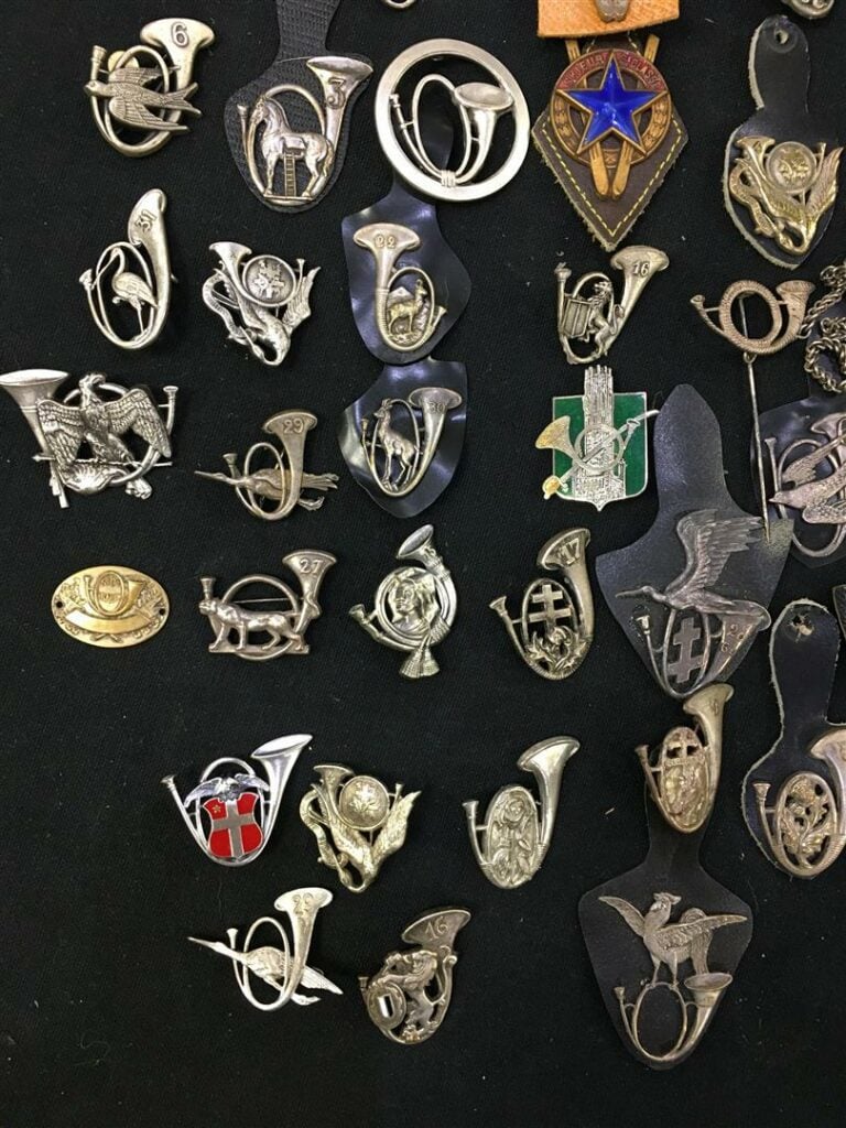 Ensemble de quatre-dix-huit insignes militaires de régiments de chasseurs alpin…