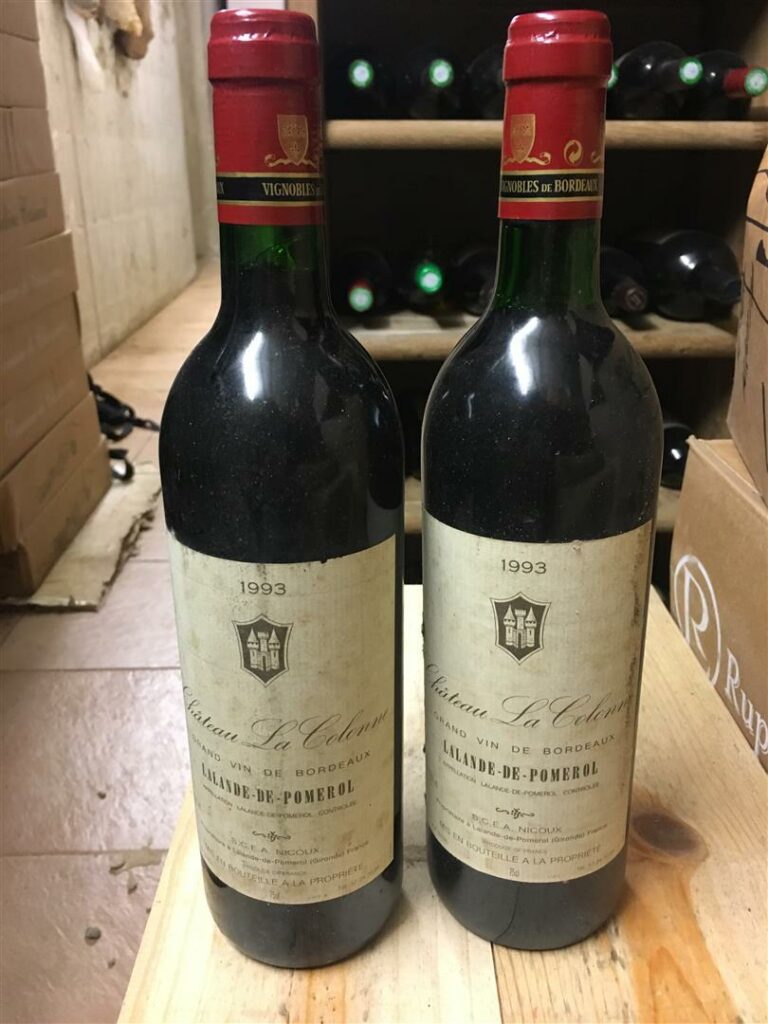 2 bouteilles, CHATEAU LA COLONNE, Lalande-de-Pomerol, 1993.