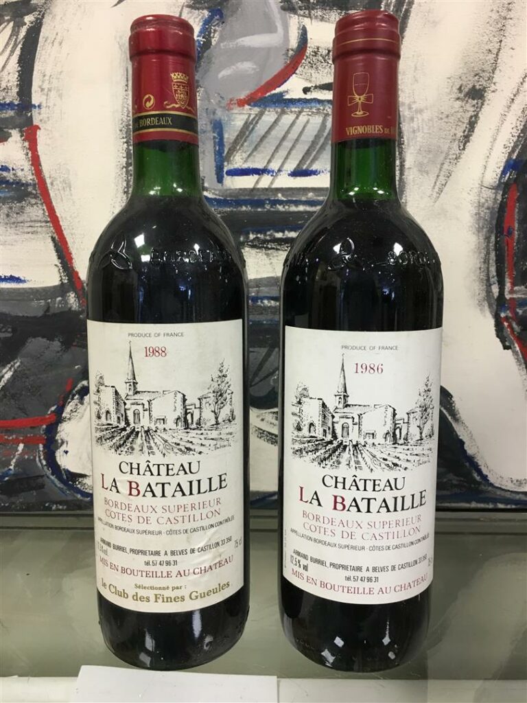 2 bouteilles, CHATEAU LABATAILLE, 1986 et 1988.