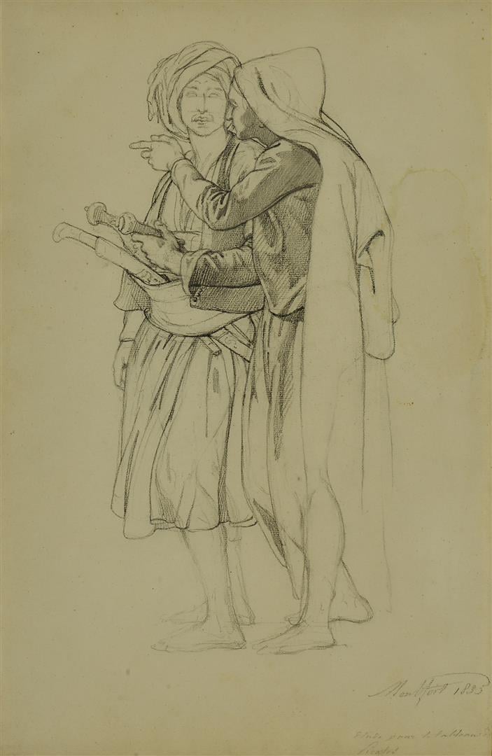 Antoine Alphonse MONTFORT (1802-1884). - Etude de deux guerriers arabes - Dessi…