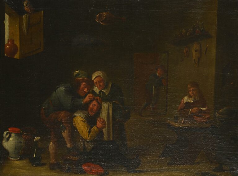 Ecole flamande vers 1700, suiveur de David Teniers. - La saignée - Huile sur to…