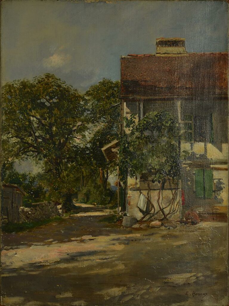 Ernest Victor HAREUX (1847-1909). - Vue d'une maison à la campagne - Huile sur…
