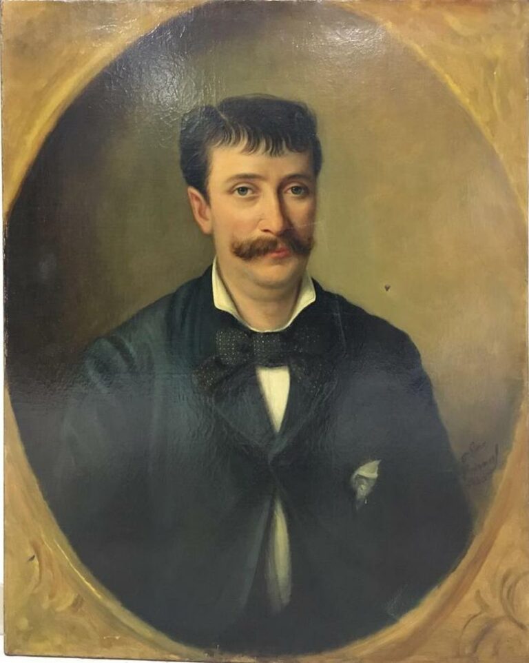 Ecole française du XIXème siècle. - Portrait d'homme - Huile sur toile, signée…