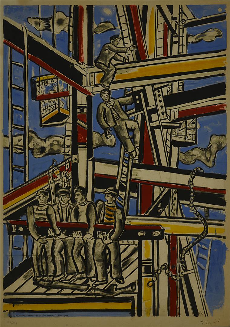 D'après Fernand LEGER. - Les Constructeurs - Lithographie numérotée 82/250, cac…