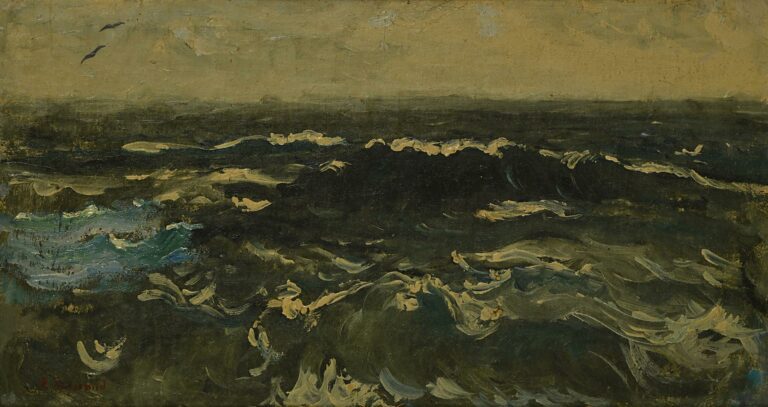 René SEYSSAUD (1867-1952). - Marine, étude de vagues - Huile sur panneau, signé…