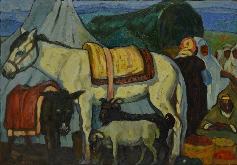 Augustin FERRANDO (1880-1957). - Marché à Ouled Taria - Huile sur carton, signé…