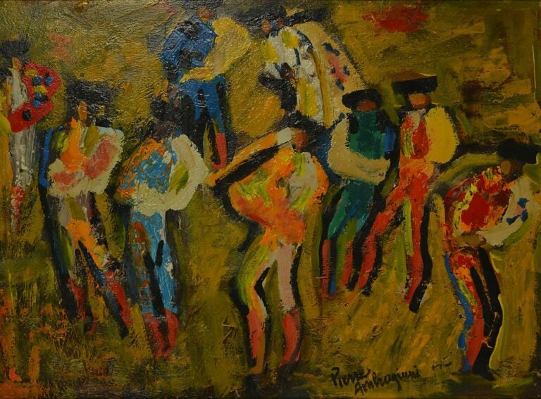 Pierre AMBROGIANI (1907-1985). - Toreros - Huile sur panneau, signée en bas à d…