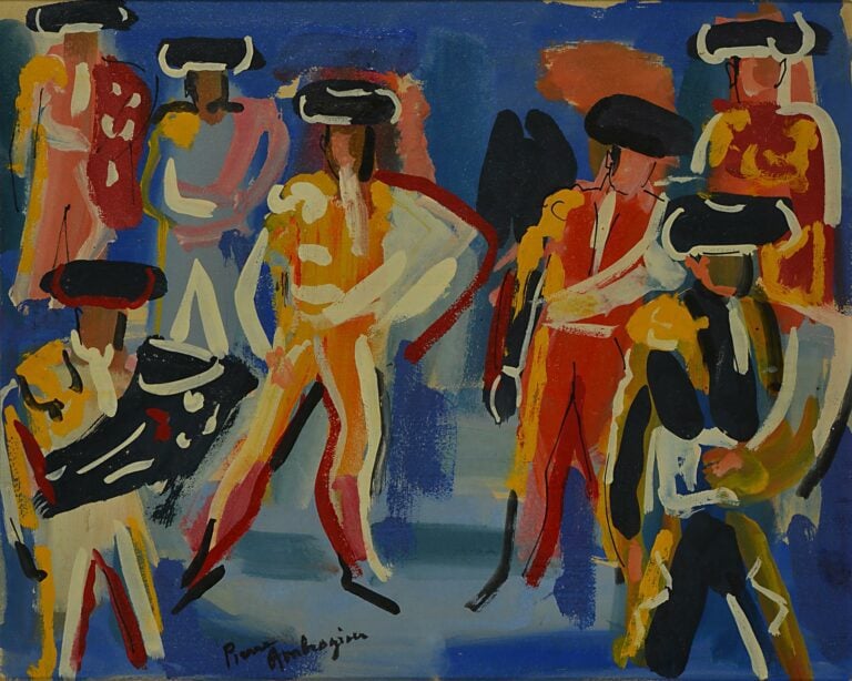 Pierre AMBROGIANI (1907-1985). - Toreros - Huile sur toile, signée en bas à gau…