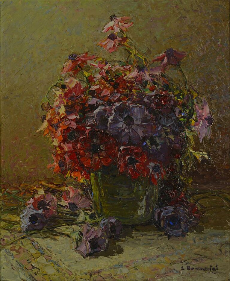 Louis BONAMICI (1878-1966). - Fleurs dans un vase - Huile sur toile, signée en…