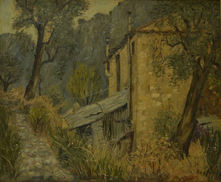 Ecole française du XXème siècle. - Maison dans la campagne - Huile sur toile, s…