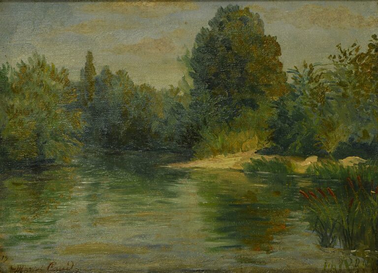 Marcel CAUD (né en 1883). - Paysage de bord de rivière - Huile sur toile, signé…
