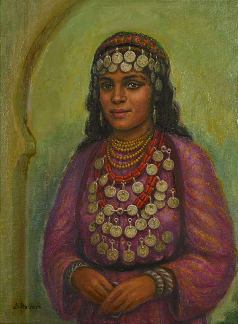Solange MONVOISIN (1907-1985). - Jeune femme aux bijoux - Huile sur toile, sign…