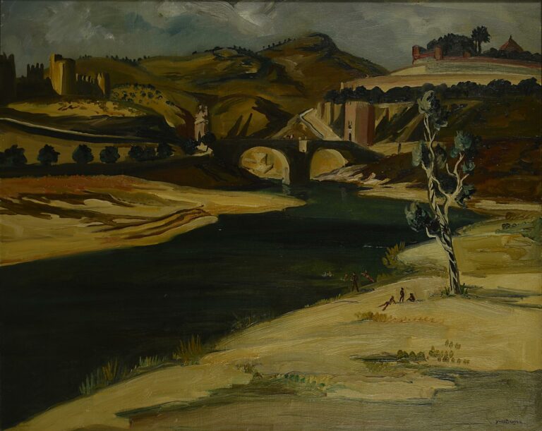 Yves BRAYER (1907-1990). - Le Tage à Tolède - Huile sur toile, signée en bas à…
