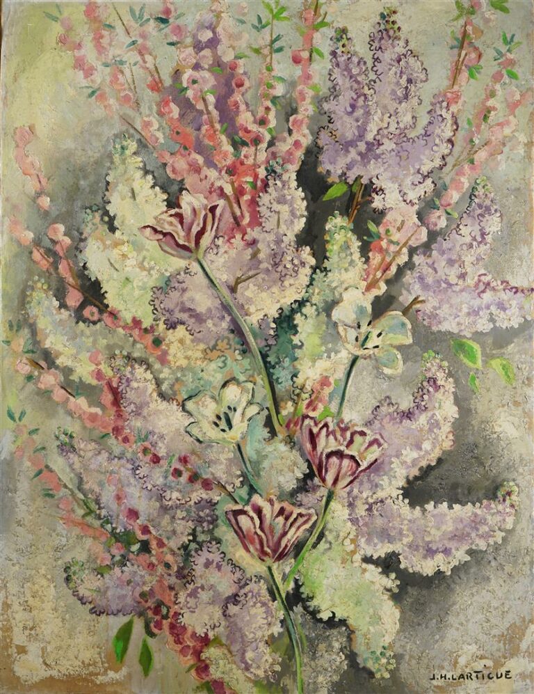 Jacques-Henri LARTIGUE (1894-1986). - Fleurs - Huile sur toile, signée en bas à…