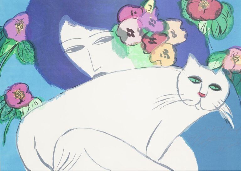 Walasse TING (1929-2010), d'après - Femme au chat blanc - Sérigraphie en couleu…