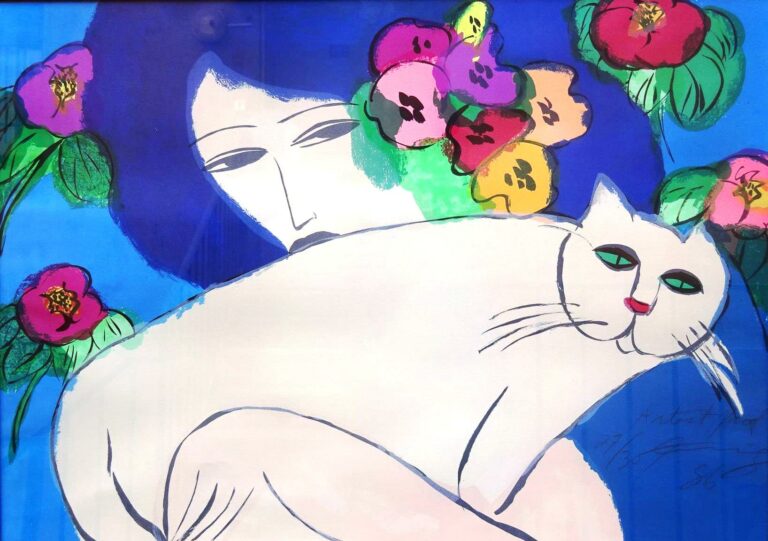 Walasse TING (1929-2010), d'après - Femme au chat blanc - Sérigraphie en couleu…