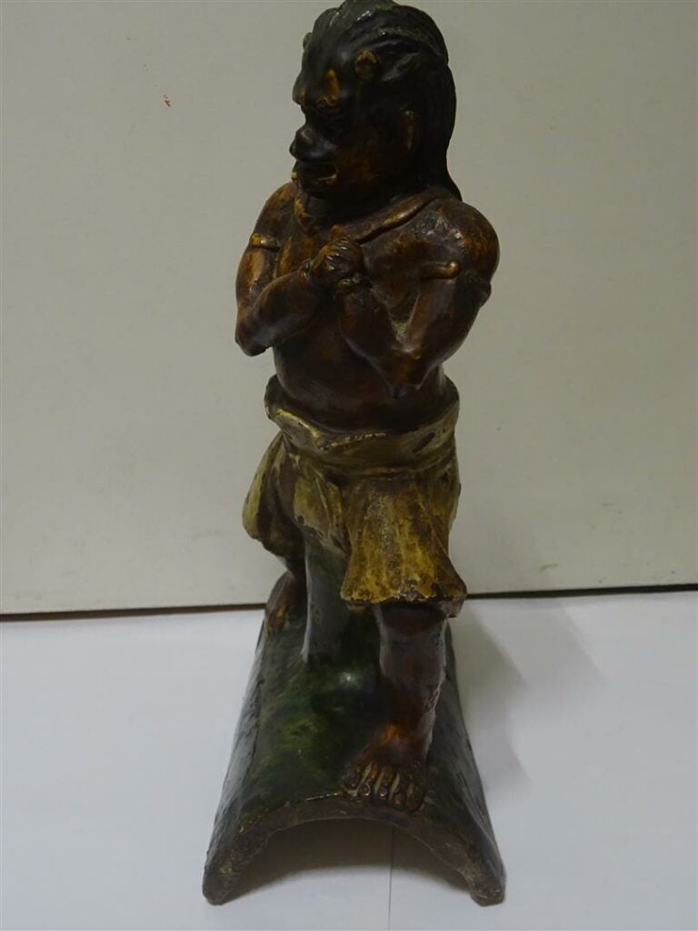 GRANDE TUILE FAÎTIERE EN GRES EMAILLE SANCAI / TROIS COULEURS - Chine, Shaanxi,…