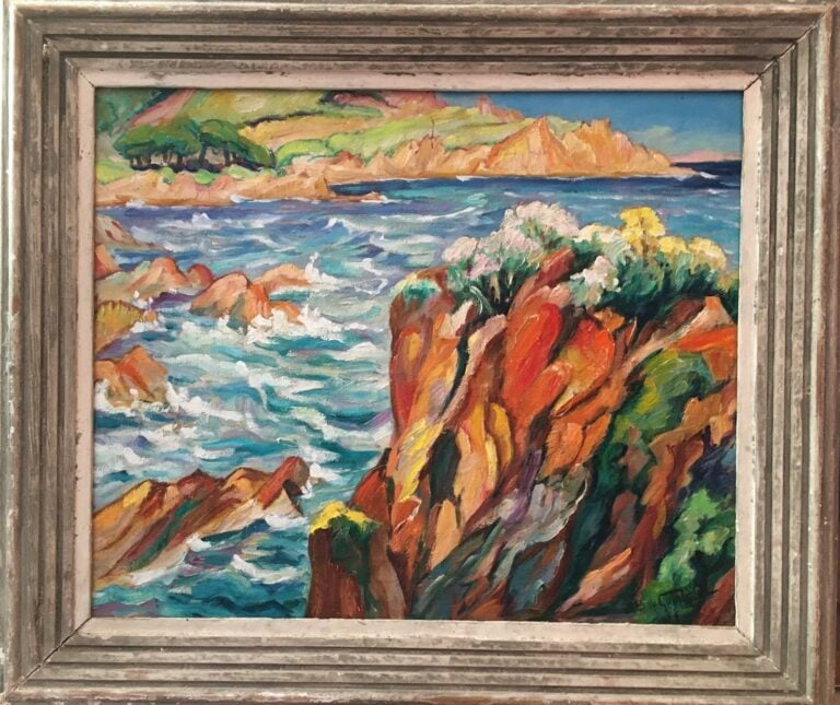 Bernard de GUINHALD (né en 1885). - Bord de mer méditerranéen aux rochers - Hui…