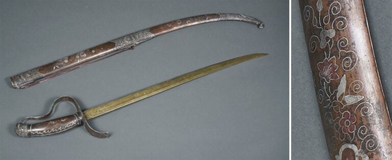 SABRE D'APPARAT ET SON FOURREAU EN METAL INCRUSTE DE METAUX MOUS, THANH GUOM -…