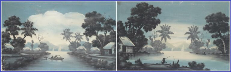 HOANG (Actif XXe siècle, Vietnam / Indochine) - Suite de deux (2) vues du Mékon…