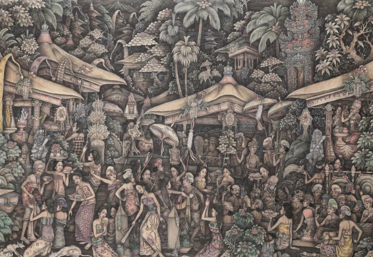 ECOLE BALINAISE (Actif Bali, Indonésie, XXe siècle) - Scène de rituel religieux…
