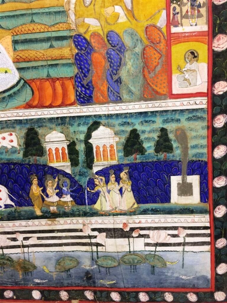 COULEURS SUR TISSU DONNANT A VOIR SRINATHJI ET LES DONATEURS - Probablement Raj…