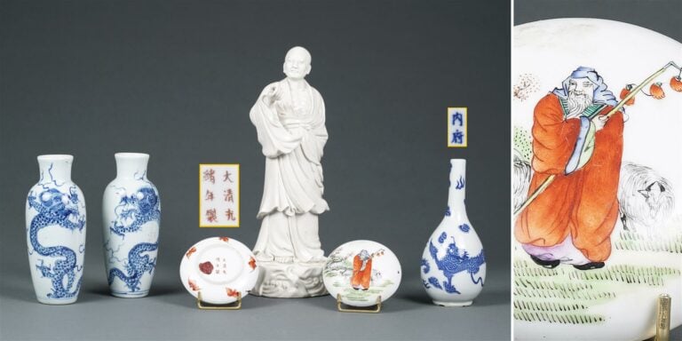 LOT DE CINQ (5) PORCELAINES - Chine, quelques de style Vietnamien, Epoque XXe s…