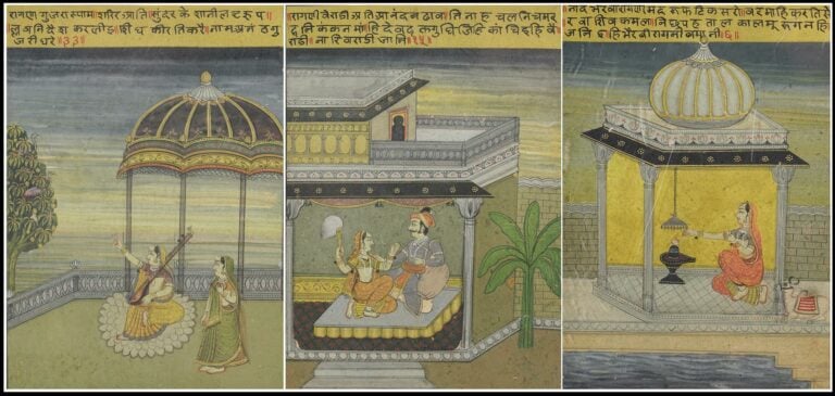 SUITE DE TROIS (3) MINIATURES - Inde, Epoque fin du XIXe siècle - Trois gouache…