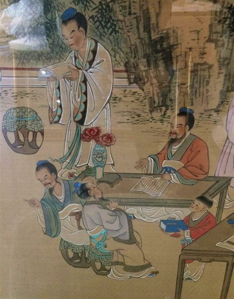 ENCRE ET COULEURS SUR PAPIER DONNANT A VOIR DES LETTRES - Chine, Vers 1900 - Po…