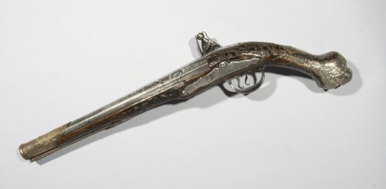 Pistolet Ottoman - Bois, argent, acier - Empire Ottoman, XIXe siècle, - Longueu…