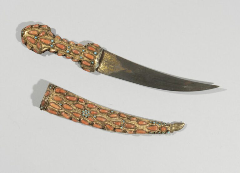 Dague Ottomane - Acier en partie damasquiné d'or, argent bas-titre et vermeil,…