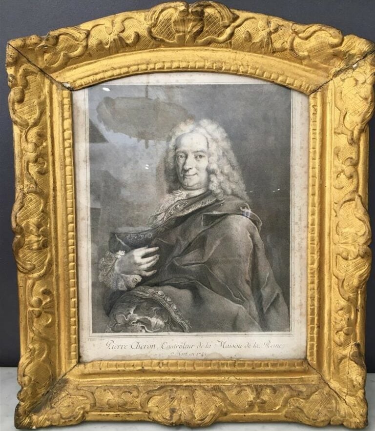 Gravure en noir, Portrait de Pierre Cheron, par N. Edelinck.