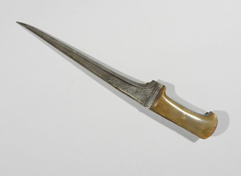 Pesh kabz persan - Acier, corne - Iran, XIXe siècle - Longueur 36 cm - - Doté d…