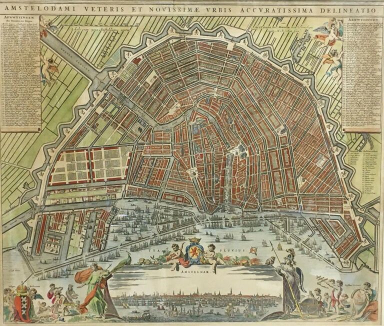 Plan d'Amsterdam, édition du XVIIIème siècle par Covens et Mortier. - Gravure a…