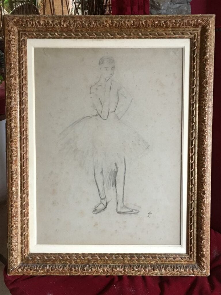 Jean-Louis FORAIN (1852-1931). - Danseuse la main au menton - Dessin au fusain…