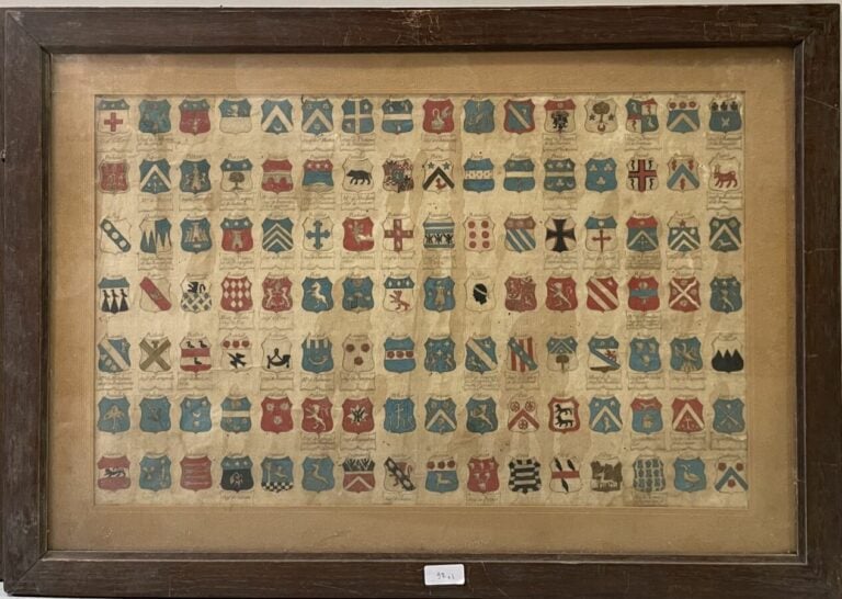 Quatre planches aquarellées représentant les blasons de la noblesse provençale…