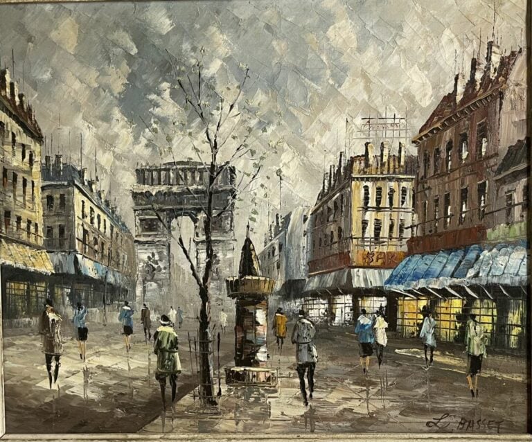 Louis BASSET - Vue de ville - Huile sur toile, signée en bas à droite - 50 x 61…