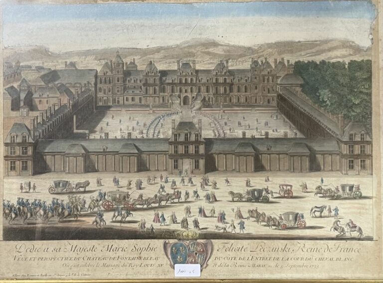 Deux vues d'optique. - Château de Saint-Cloud et Château de Fontainebleau. - 40…