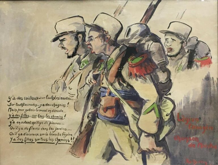 Xr Breton (XXème siècle). - Légion étrangère - Chanson de marche - Dessin à l'e…